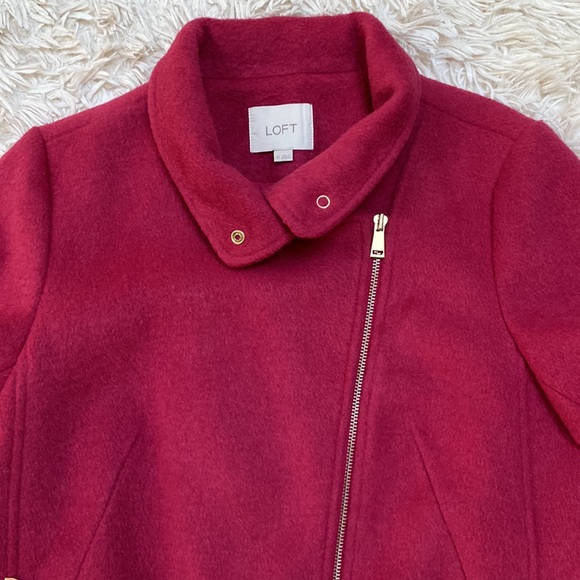 🎉HP🎉 Loft Wool Blend Moto Coat 💗 Raspberry - Picture 11 of 16